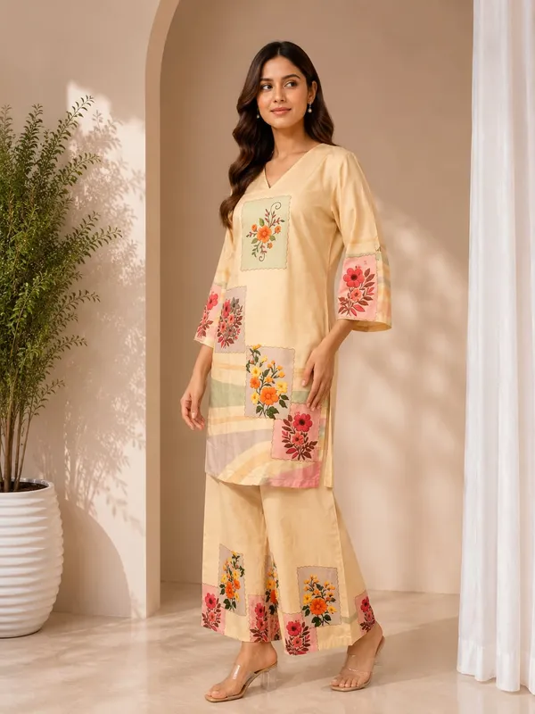 Beige_Rayon_Relaxed_Floral_Kurta_Palazzo_Set_For_Women