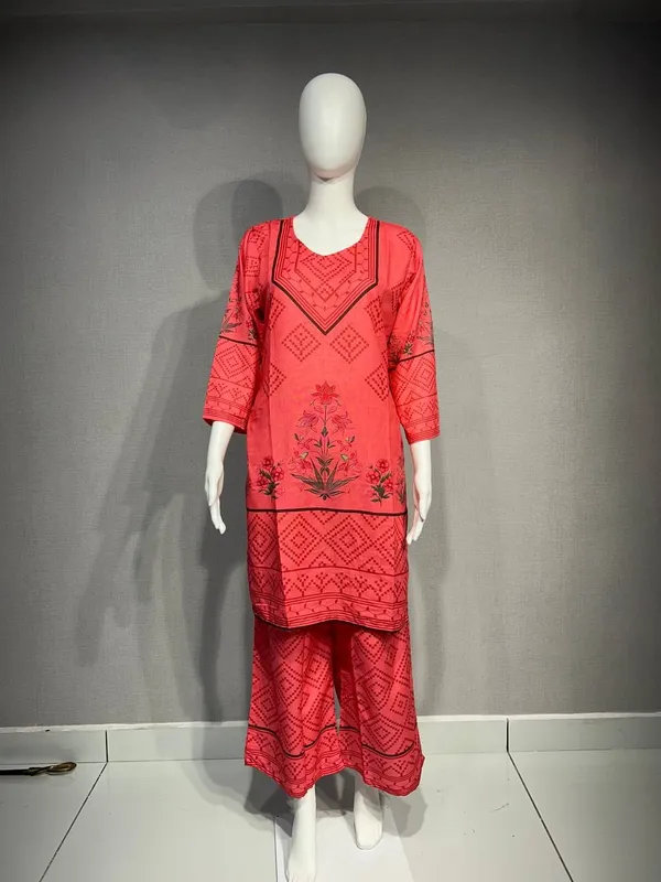 Red_Rayon_Straight_Printed_Kurta_Palazzo_Set_For_Women
