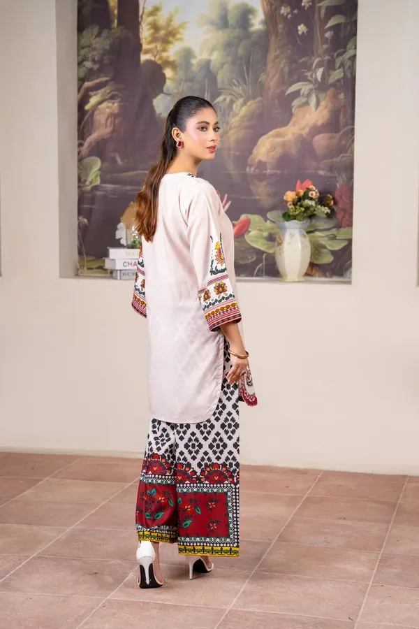 Cream_Korean_Bsy_Printed_Straight_Kurta_Set_For_Women