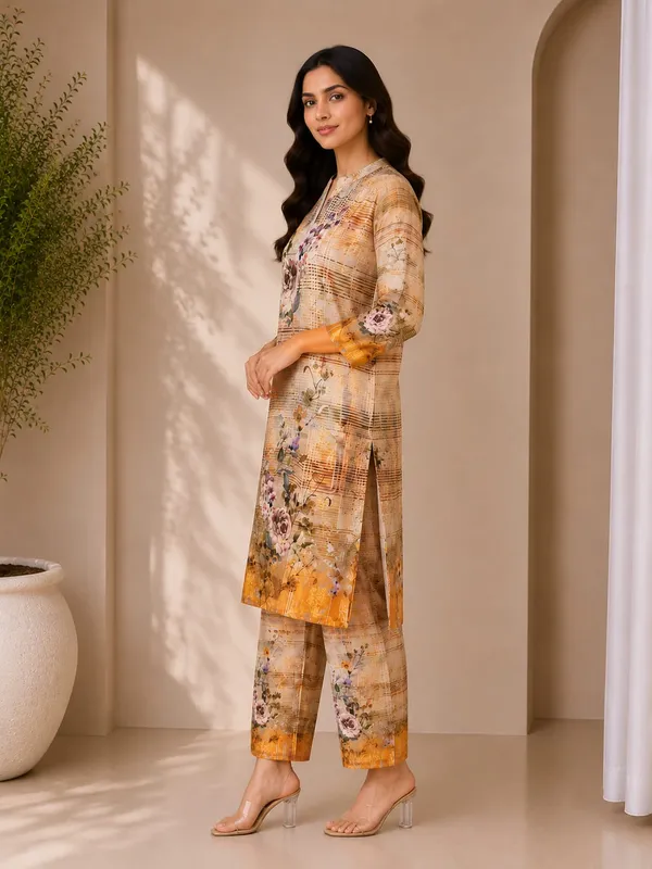Beige_Rayon_Straight_Printed_Kurta_Set_For_Women