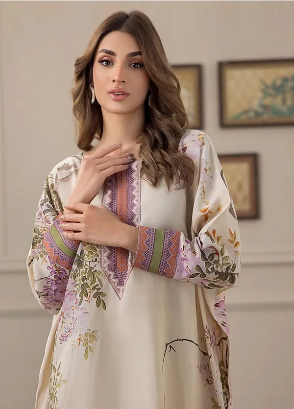 Cream_Korean_Bsy_Floral_Print_Straight_Kurta_Set_For_Women