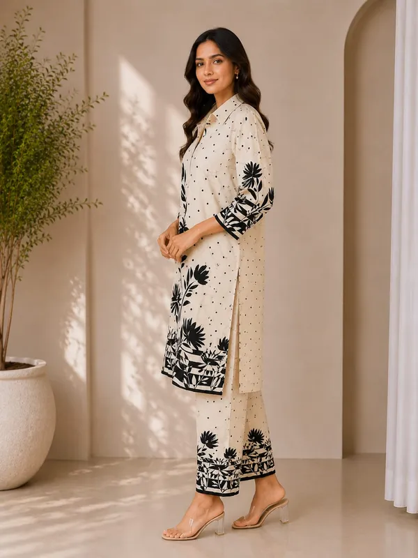 Cream_Rayon_Straight_Floral_Kurta_Set_For_Women
