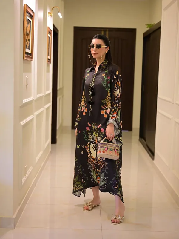 Black_Korean_Bsy_Floral_Print_Kaftan_Dress_For_Women