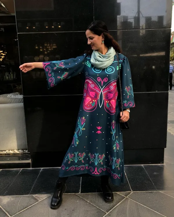 Blue_Korean_Bsy_Printed_Relaxed_Fit_Long_Dress_For_Women