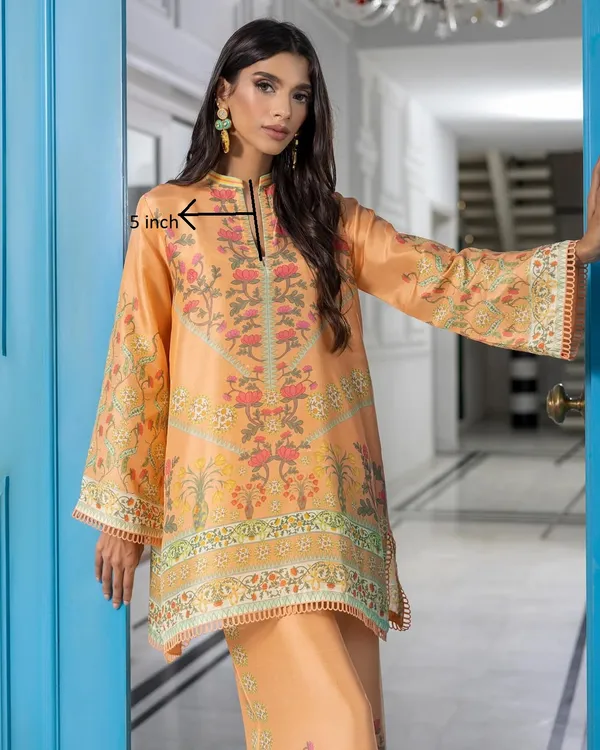 Peach_Korean_Bsy_Printed_Straight_Kurta_Palazzo_Set_For_Women