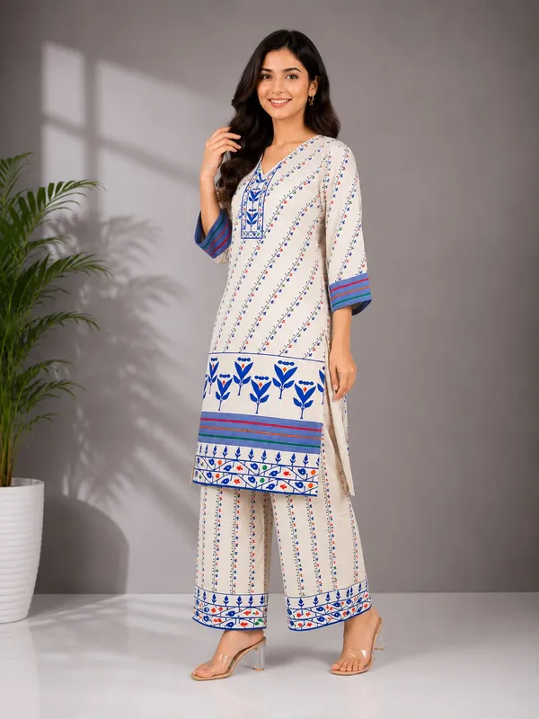 Cream_Rayon_Straight_Floral_Kurta_Palazzo_Set_For_Women