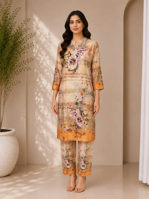 Beige_Rayon_Straight_Printed_Kurta_Set_For_Women