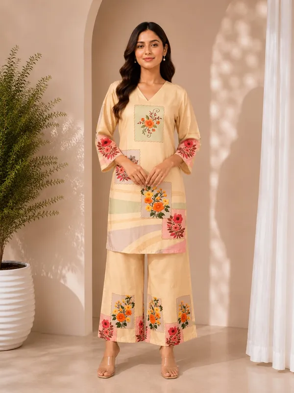 Beige_Rayon_Relaxed_Floral_Kurta_Palazzo_Set_For_Women