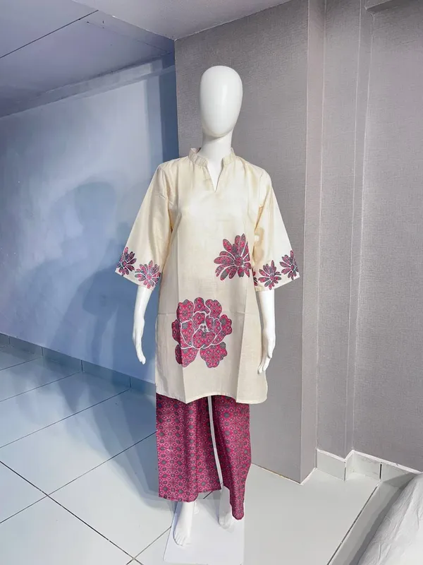 Cream_Rayon_Straight_Floral_Print_Kurta_Palazzo_Set_For_Women