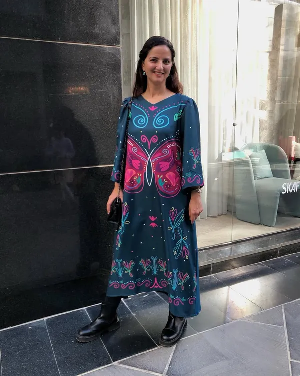 Blue_Korean_Bsy_Printed_Relaxed_Fit_Long_Dress_For_Women