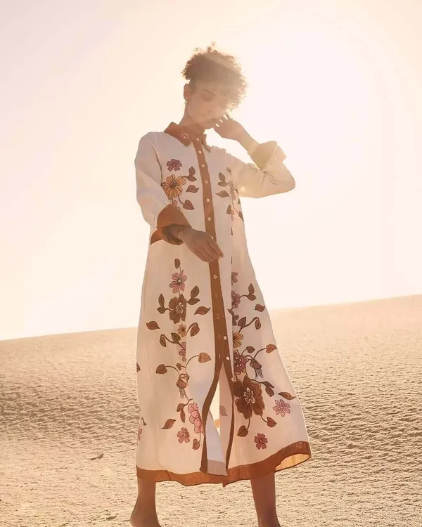 Cream_Linen_Collared_Floral_Straight_Kurta_For_Women