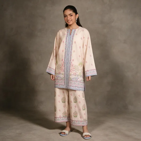 Peach_Linen_Printed_Co-Ord_Set_For_Women