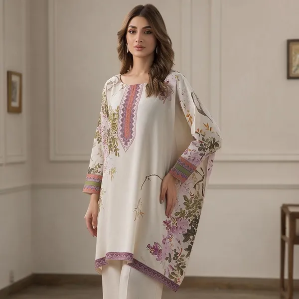 Cream_Korean_Bsy_Floral_Print_Straight_Kurta_Set_For_Women
