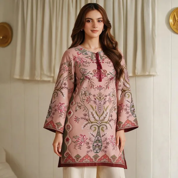 Pink_Linen_Straight_Floral_Paisley_Kurta_For_Women
