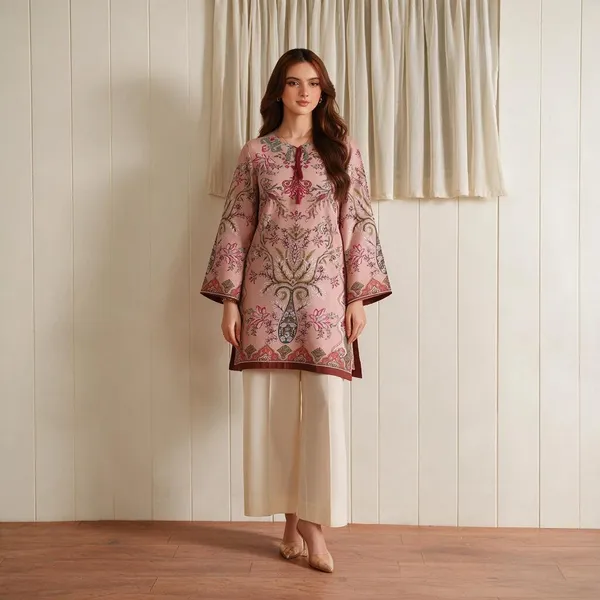Pink_Linen_Straight_Floral_Paisley_Kurta_For_Women