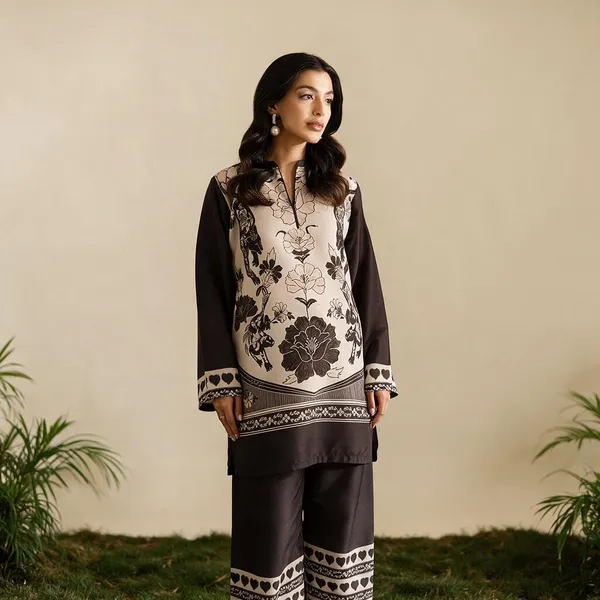 Black_Linen_Straight_Floral_Print_Kurta_Set_For_Women