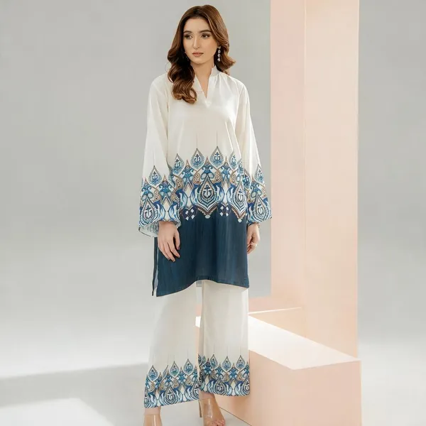 White_Linen_Printed_Kurta_Palazzo_Set_For_Women