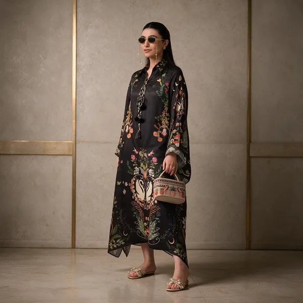 Black_Korean_Bsy_Floral_Print_Kaftan_Dress_For_Women