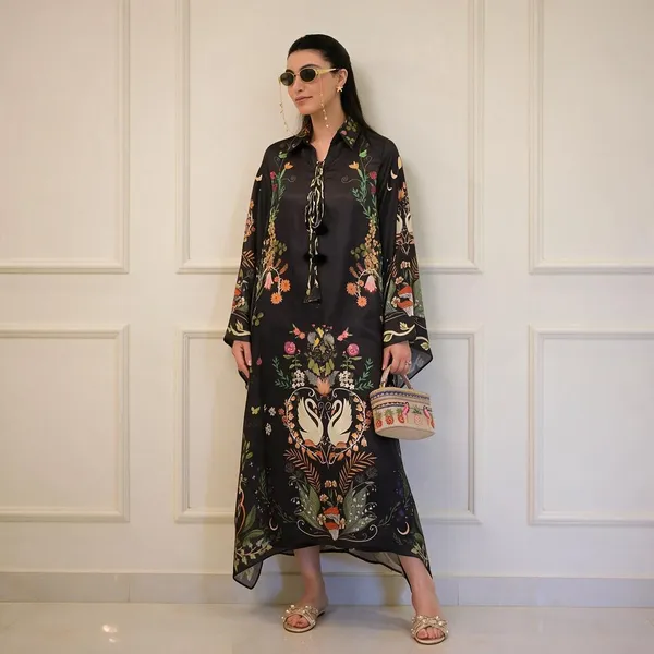 Black_Korean_Bsy_Floral_Print_Kaftan_Dress_For_Women