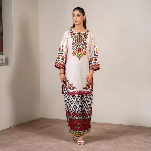Cream_Korean_Bsy_Printed_Straight_Kurta_Set_For_Women