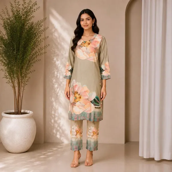 Beige_Rayon_Straight_Floral_Kurta_Set_For_Women
