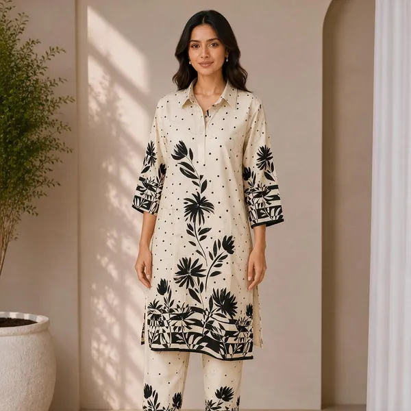 Cream_Rayon_Straight_Floral_Kurta_Set_For_Women