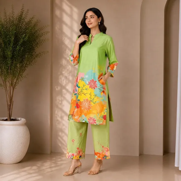 Green_Rayon_Straight_Floral_Kurta_Set_For_Women