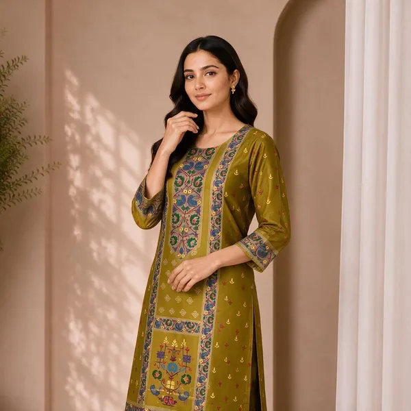 Olive_Rayon_Straight_Printed_Kurta_Set_For_Women