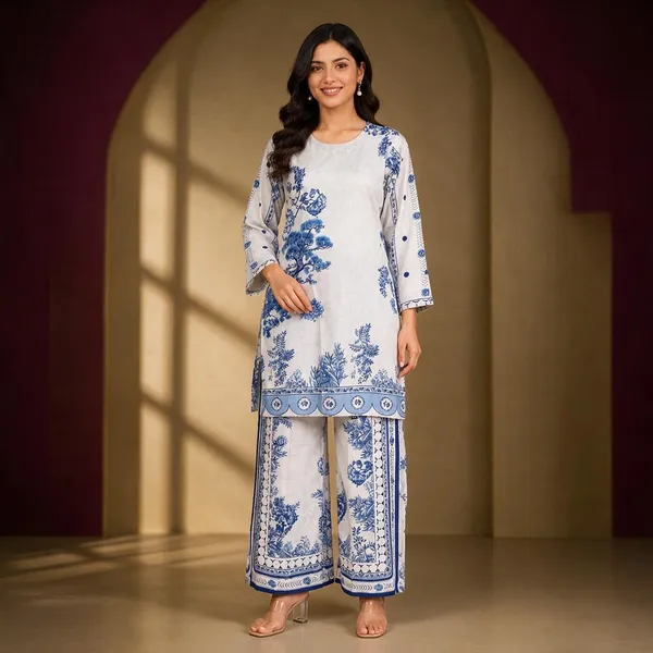 White_Rayon_Straight_Floral_Kurta_Palazzo_Set_For_Women