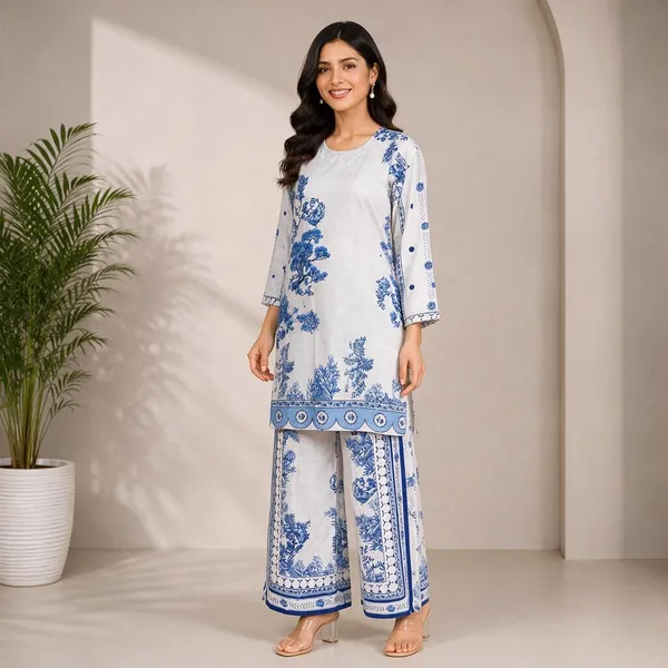 White_Rayon_Straight_Floral_Kurta_Palazzo_Set_For_Women