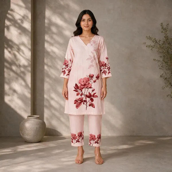 Pink_Rayon_Straight_Floral_Kurta_Set_For_Women