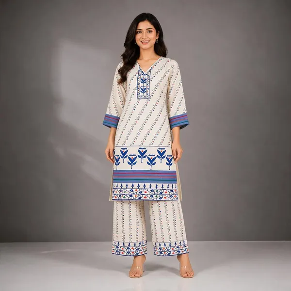 Cream_Rayon_Straight_Floral_Kurta_Palazzo_Set_For_Women