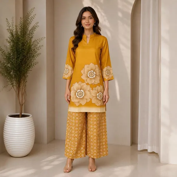 Mustard_Rayon_Straight_Floral_Kurta_Palazzo_Set_For_Women