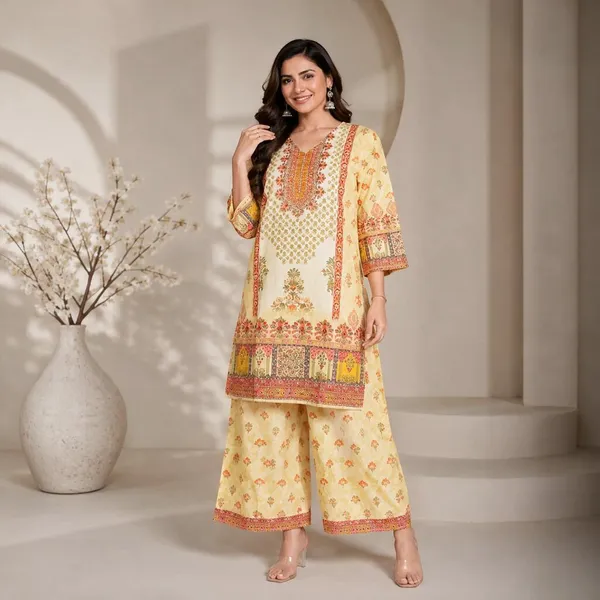 Yellow_Rayon_Straight_Floral_Kurta_Palazzo_Set_For_Women
