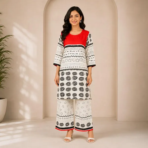 Red_Rayon_Straight_Kurta_Palazzo_Set_For_Women