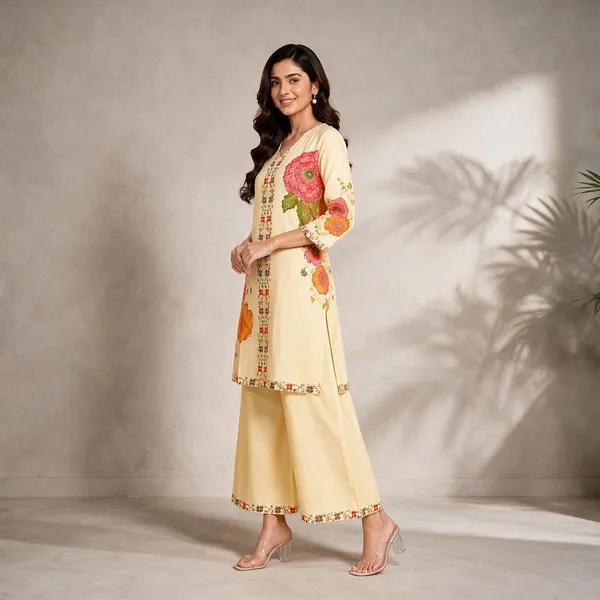 Yellow_Rayon_Floral_Print_Straight_Kurta_Palazzo_Set_For_Women