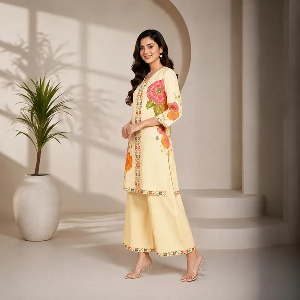 Yellow_Rayon_Floral_Print_Straight_Kurta_Palazzo_Set_For_Women