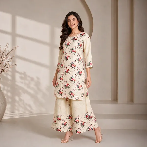 Cream_Rayon_Floral_Print_Straight_Kurta_Set_For_Women
