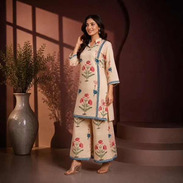Cream_Rayon_Straight_Printed_Kurta_Palazzo_Set_For_Women