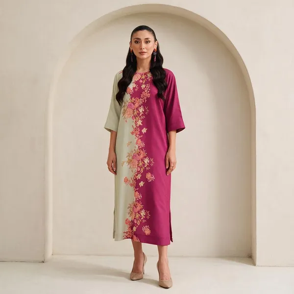 Pink_Linen_Straight_Floral_Print_Kurta_For_Women