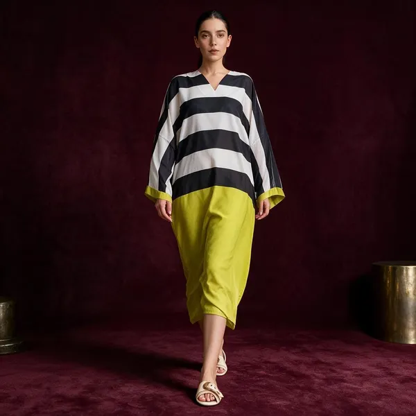 Black_Korean_Bsy_Striped_Dress_For_Women
