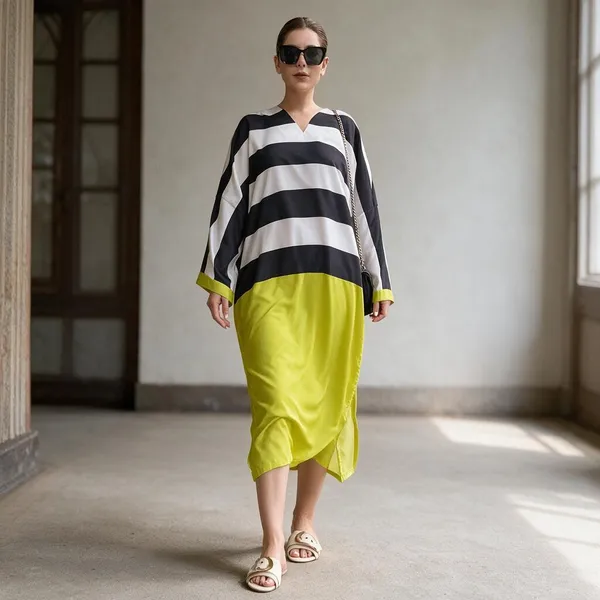 Black_Korean_Bsy_Striped_Dress_For_Women