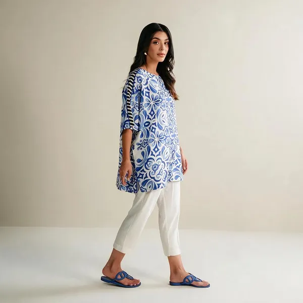 Blue_Linen_Relaxed_Fit_Printed_Kurta_For_Women