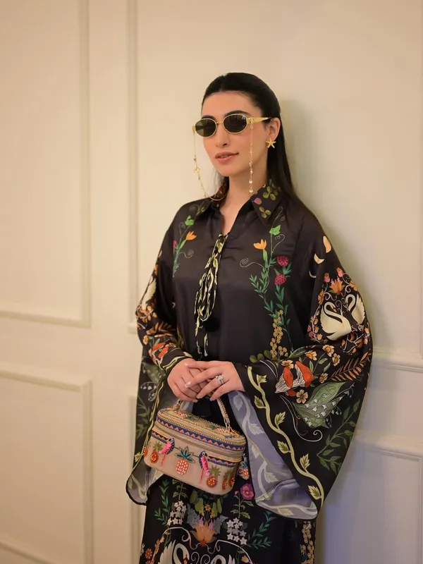 Black_Korean_Bsy_Floral_Print_Kaftan_Dress_For_Women