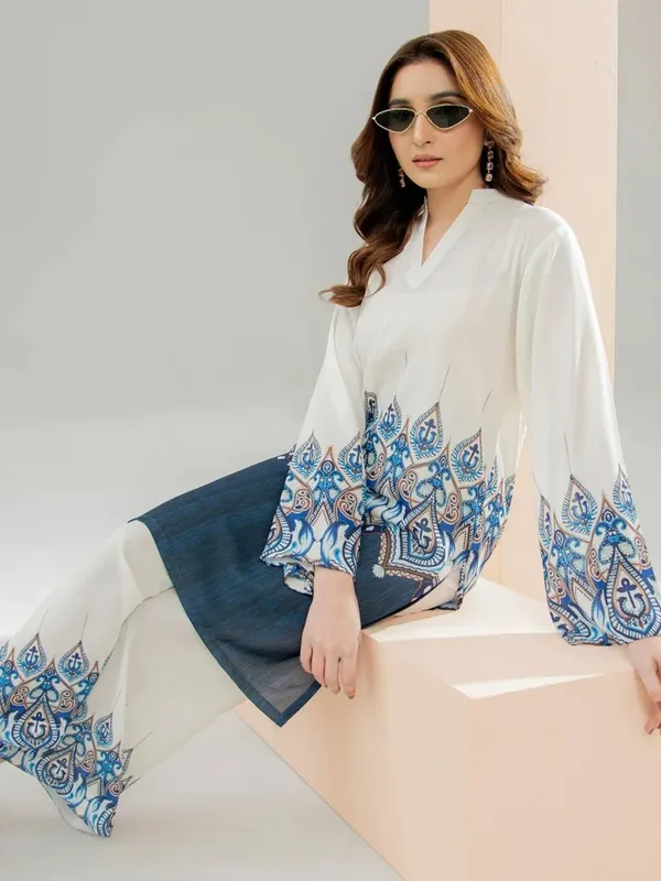 White_Linen_Printed_Kurta_Palazzo_Set_For_Women