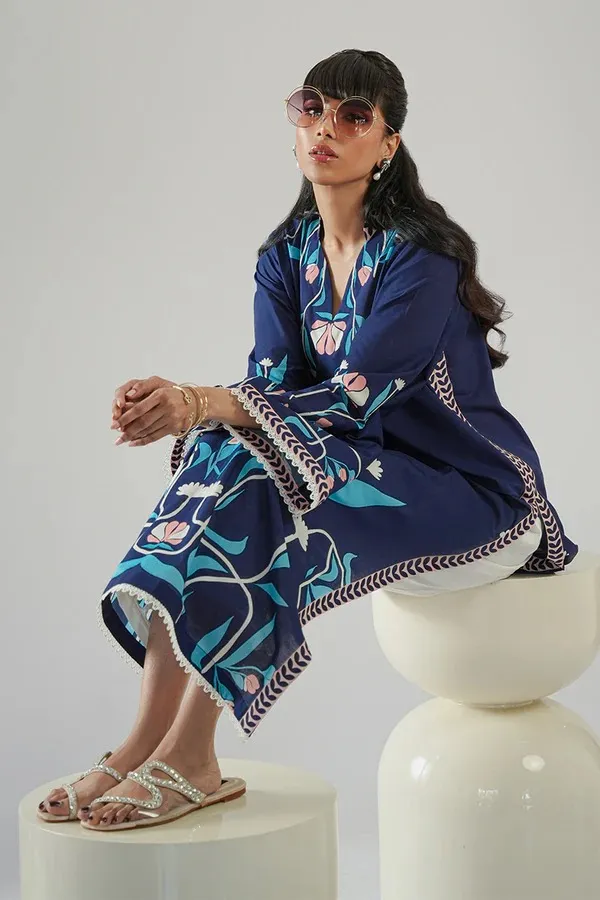 Navy_Korean_Bsy_A-Line_Floral_Print_Kurta_For_Women