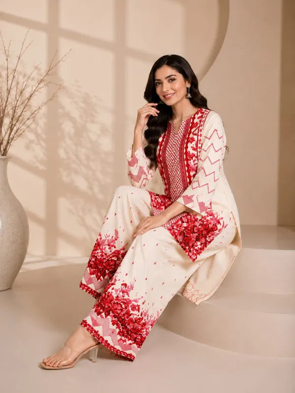 Cream_Rayon_Straight_Kurta_Palazzo_Set_For_Women