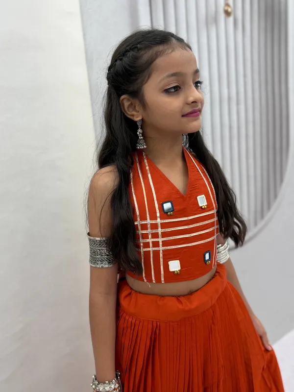 Orange_Ethnic_Style_Lehenga_Choli_For_Girls
