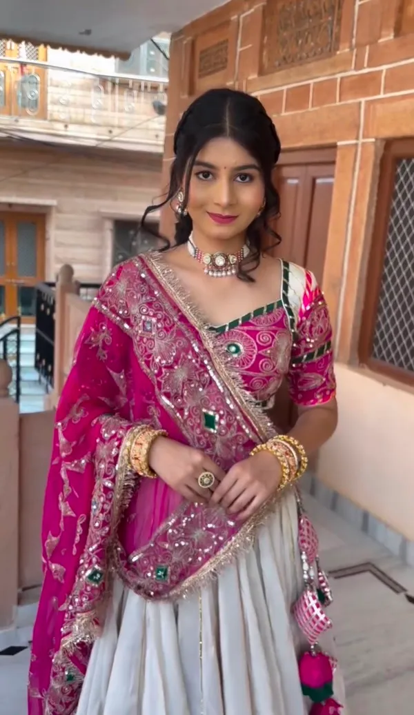 Pink_Embroidered_Lehenga_Choli_Set_For_Women