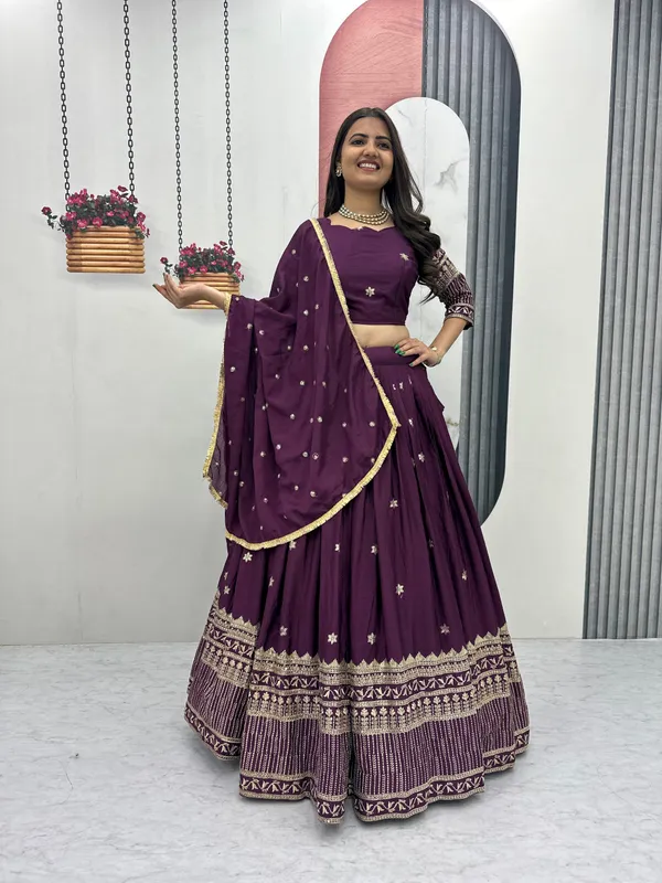 Purple_Embroidered_Lehenga_Choli_Set_For_Women